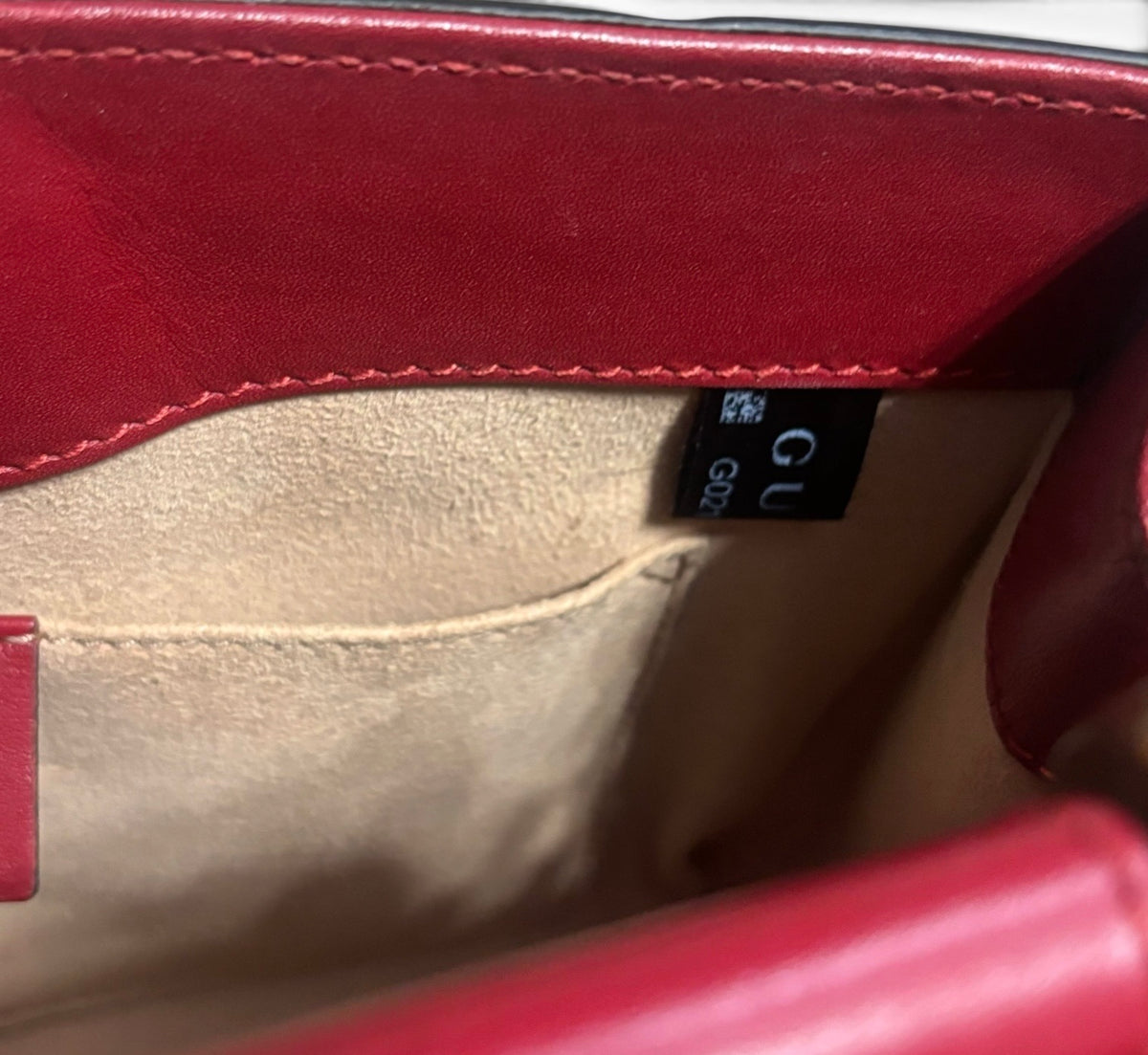 Gucci Red Bamboo Top Handle Bag Pearl Detail product photograph 15 - VaultedVIP
