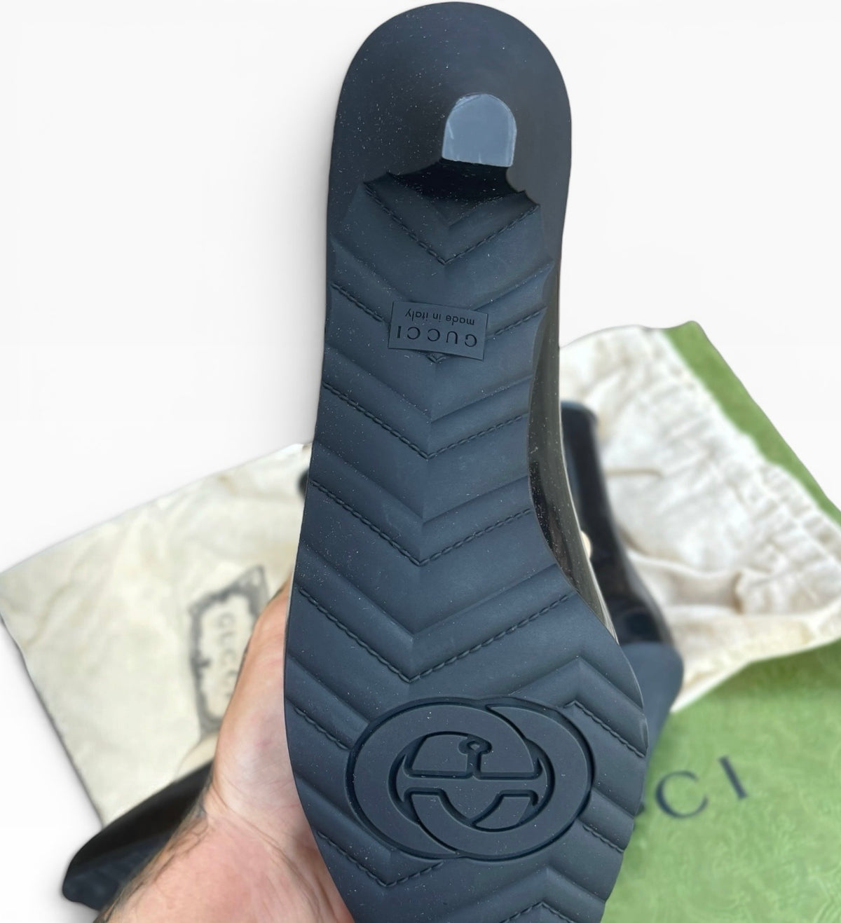 Gucci Interlocking G Black White Rubber Boots Size 40 product photograph 8 - VaultedVIP