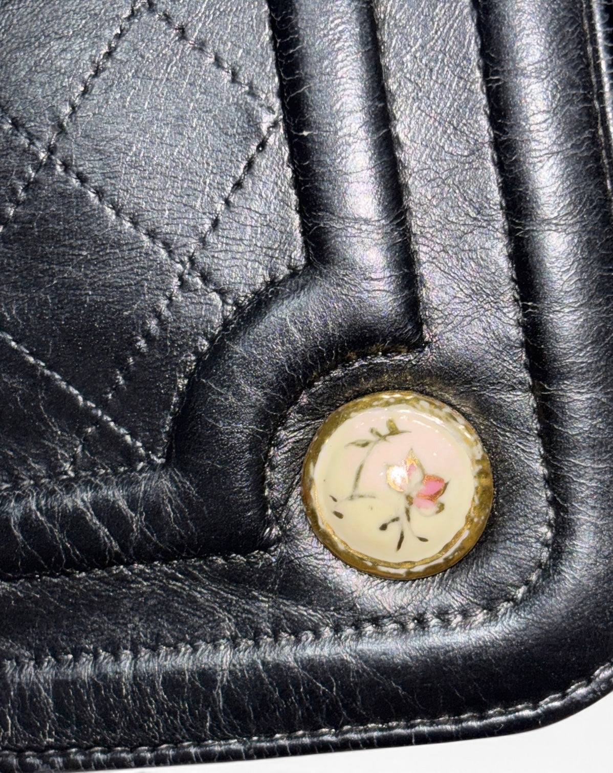 CHANEL Evening in Versailles Black Quilted Leather Chain Bag with Porcelain Accents