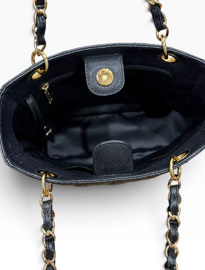 CHANEL Petite Shopping Tote PST Black Caviar Gold product photograph 11 - VaultedVIP