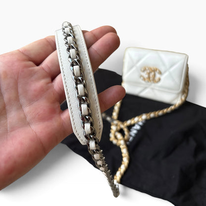 CHANEL 19 White O-Coin Purse Chain Crossbody product photograph 4 - VaultedVIP