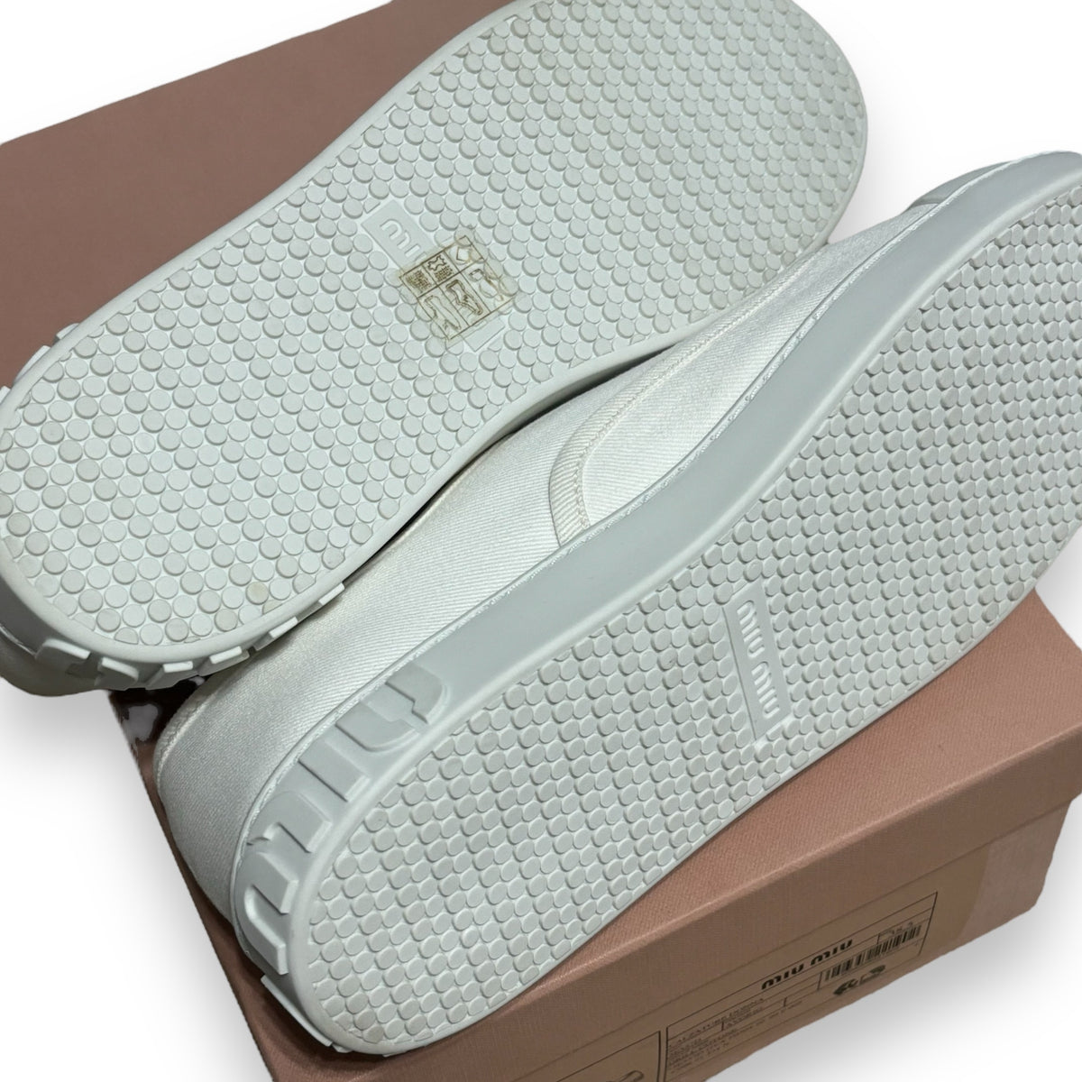 Miu Miu Square Cap Toe Lace-Up Sneakers Ivory 38.5 product photograph 11 - VaultedVIP