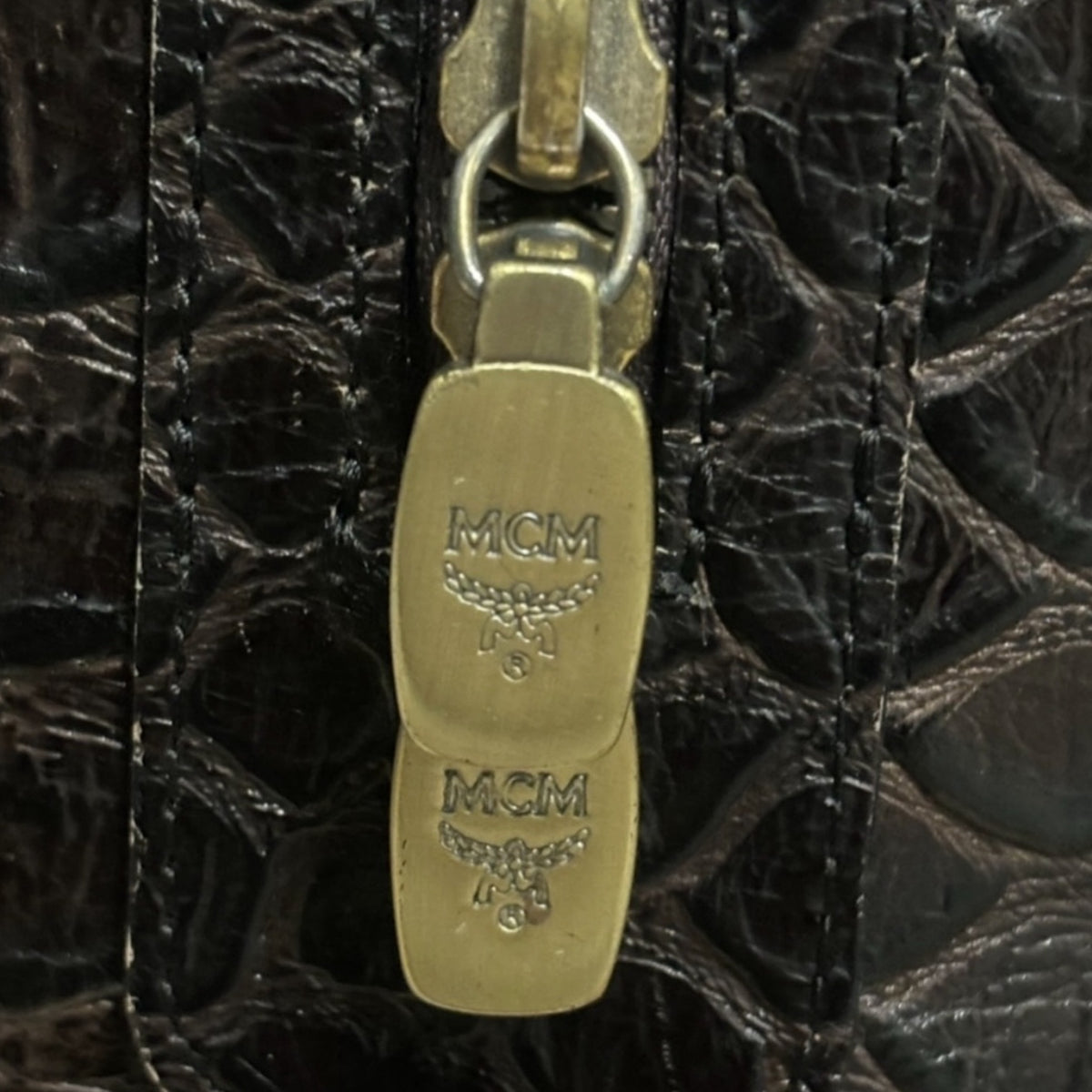 MCM Visetos Crocodile Embossed Boston Satchel product photograph 10 - VaultedVIP