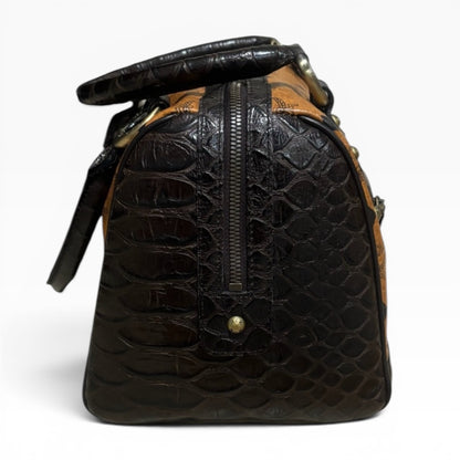MCM Visetos Crocodile Embossed Boston Satchel product photograph 3 - VaultedVIP