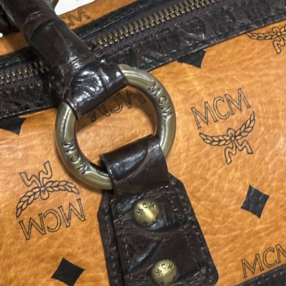 MCM Visetos Crocodile Embossed Boston Satchel product photograph 6 - VaultedVIP