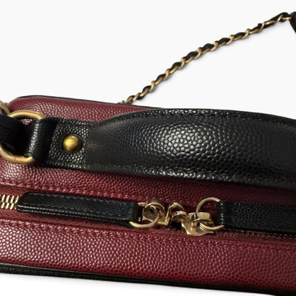 CHANEL CC Filigree Medium Vanity Case Burgundy Caviar 2019