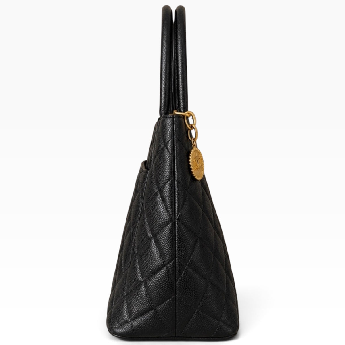 CHANEL Vintage Medallion Tote Black Caviar 24K Gold product photograph 7 - VaultedVIP