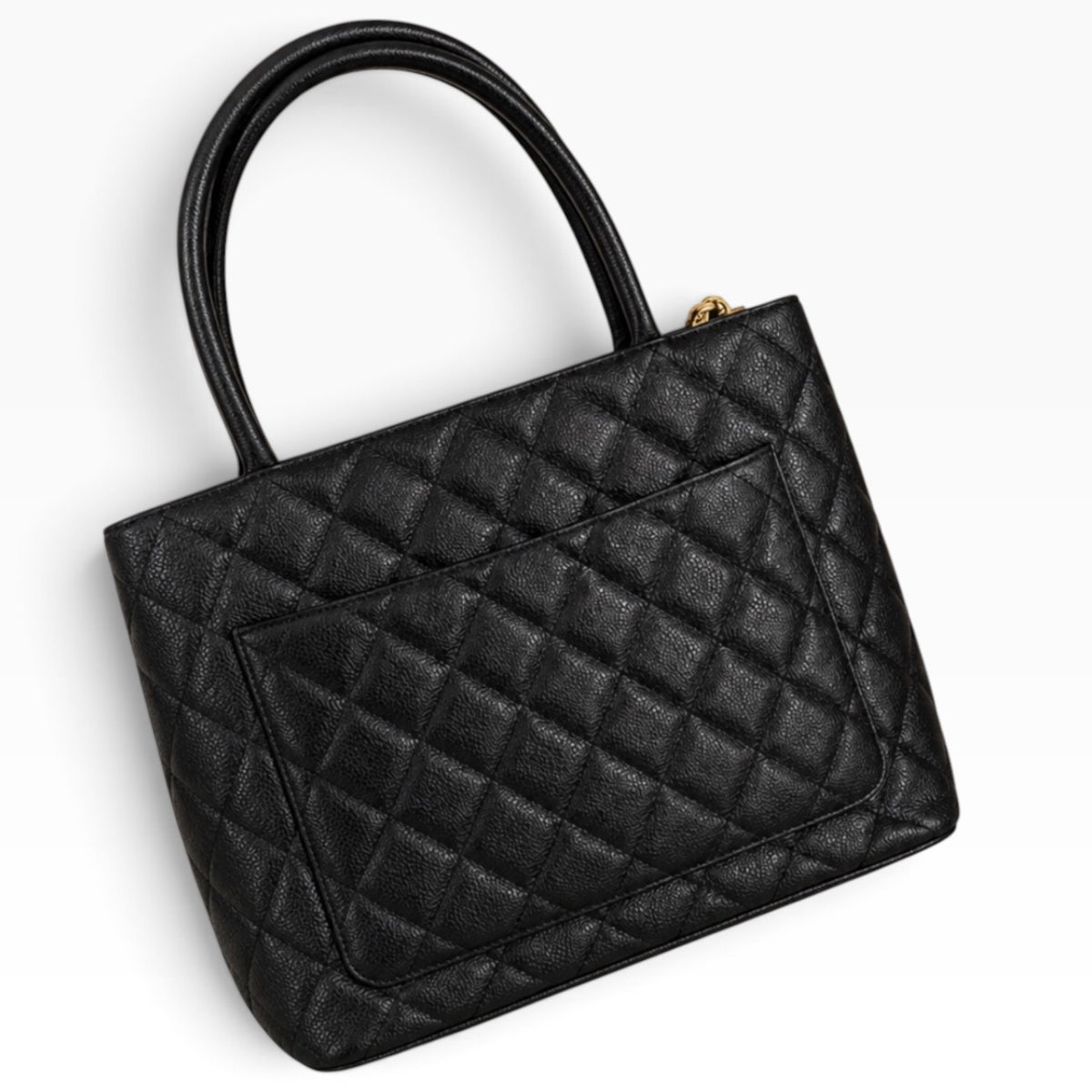 CHANEL Vintage Medallion Tote Black Caviar 24K Gold product photograph 3 - VaultedVIP