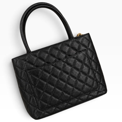 CHANEL Vintage Medallion Tote Black Caviar 24K Gold product photograph 3 - VaultedVIP