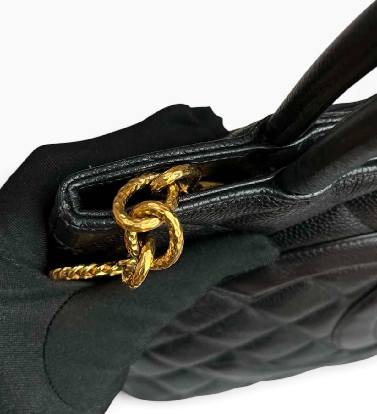 CHANEL Vintage Medallion Tote Black Caviar 24K Gold product photograph 4 - VaultedVIP