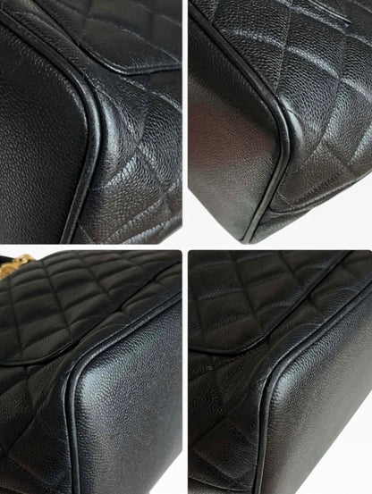 CHANEL Vintage Medallion Tote Black Caviar 24K Gold product photograph 8 - VaultedVIP