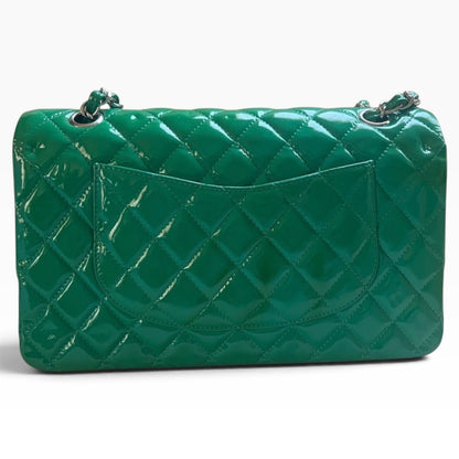 CHANEL Medium Classic Double Flap Emerald Green Patent product photograph 6 - VaultedVIP