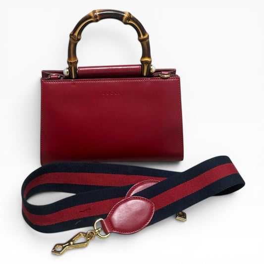Gucci Red Bamboo Top Handle Crossbody Bag