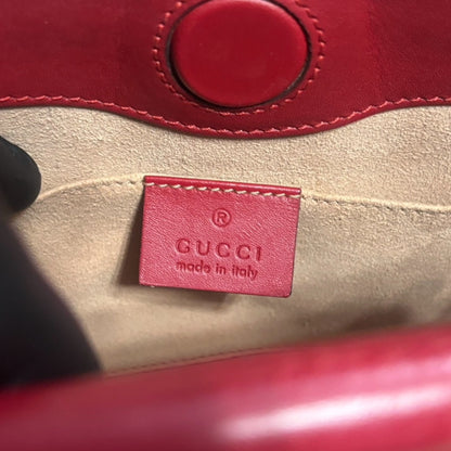 Gucci Red Bamboo Top Handle Bag Pearl Detail product photograph 14 - VaultedVIP