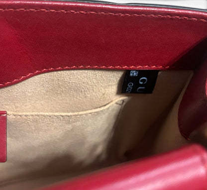 Gucci Red Bamboo Top Handle Bag Pearl Detail product photograph 15 - VaultedVIP