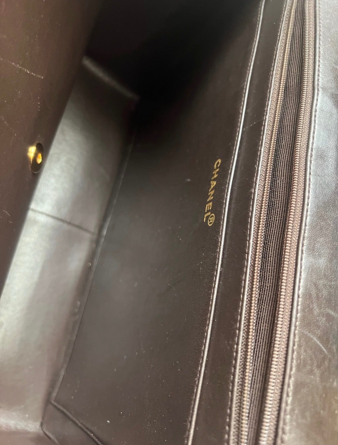 CHANEL Vintage Maxi Big Logo Flap Brown 24K product photograph 10 - VaultedVIP