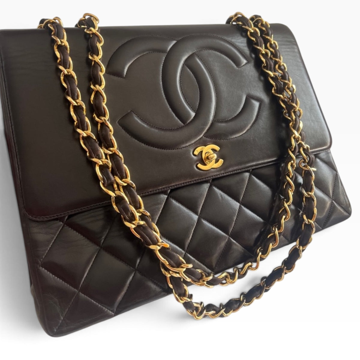 CHANEL Vintage Maxi Big Logo Flap Brown 24K product photograph 4 - VaultedVIP