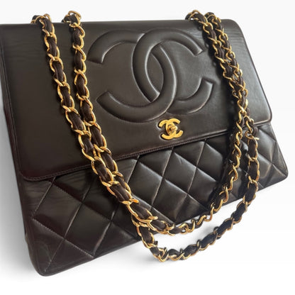 CHANEL Vintage Maxi Big Logo Flap Brown 24K product photograph 4 - VaultedVIP
