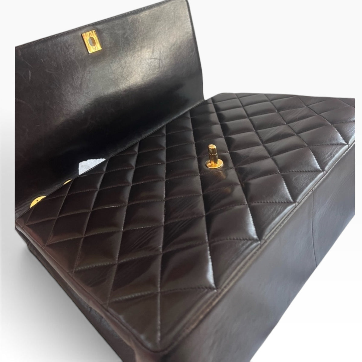 CHANEL Vintage Maxi Big Logo Flap Brown 24K product photograph 9 - VaultedVIP