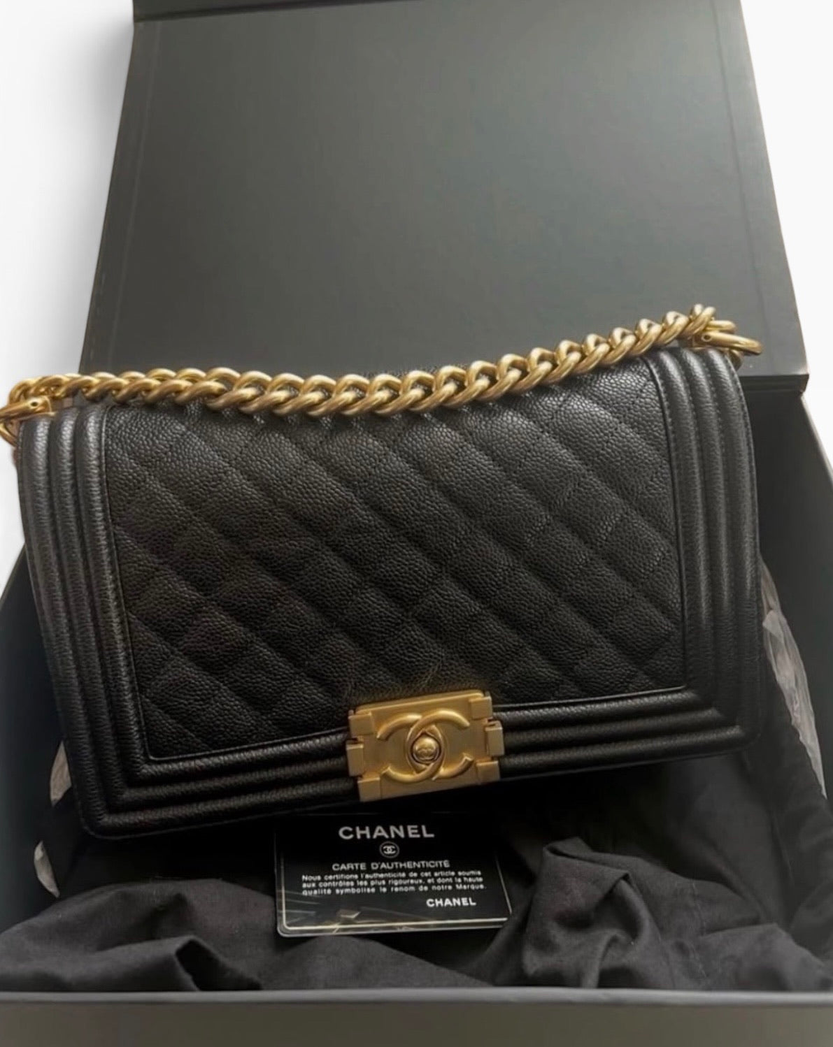 CHANEL Medium Boy Black Caviar product photograph 2 - VaultedVIP