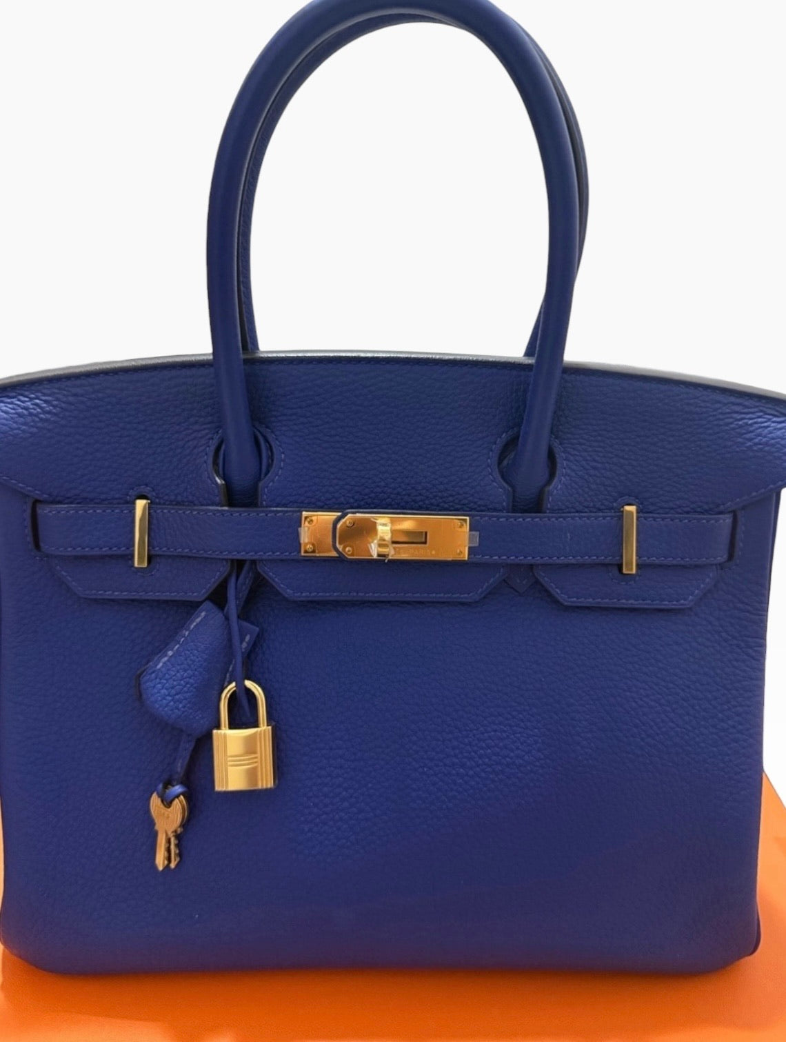 HERMES Birkin 30 Bleu Electrique Togo Gold Hardware