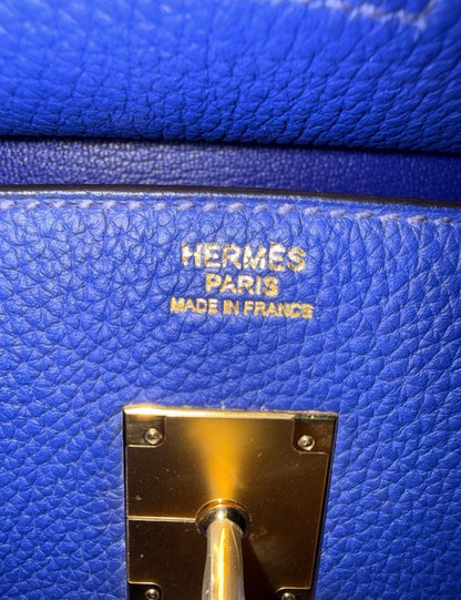 HERMES Birkin 30 Bleu Electrique Togo Gold Hardware