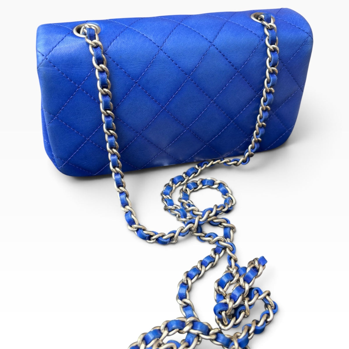 CHANEL Mini Classic Flap Blue Lambskin Gold Hardware product photograph 12 - VaultedVIP