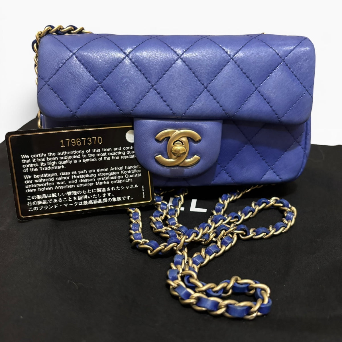 CHANEL Mini Classic Flap Blue Lambskin Gold Hardware product photograph 13 - VaultedVIP