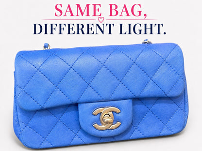 CHANEL Mini Classic Flap Blue Lambskin Gold Hardware product photograph 3 - VaultedVIP