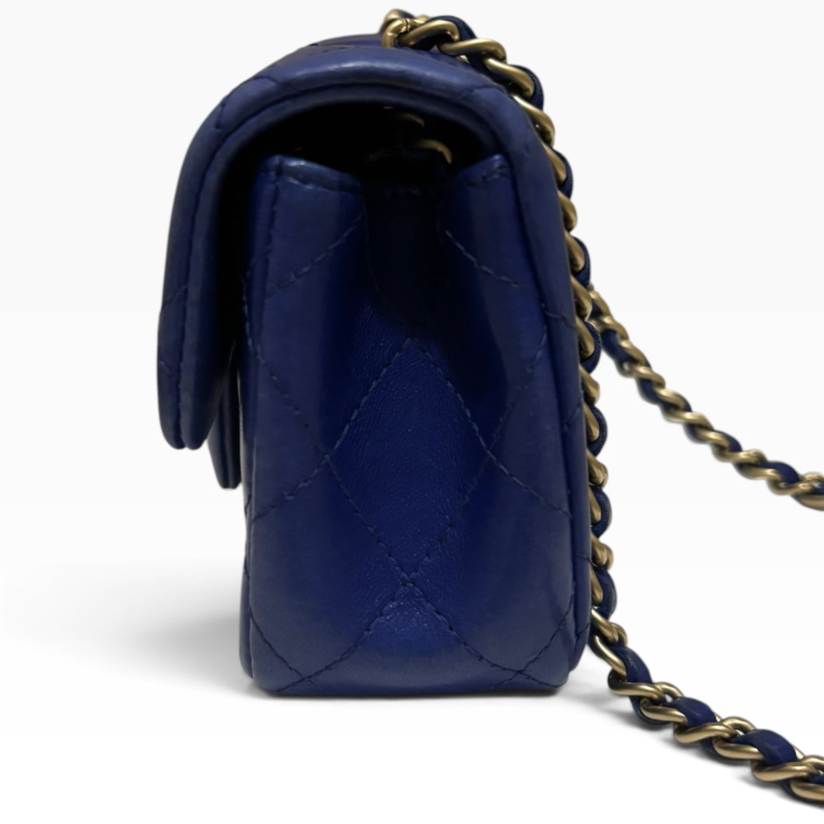 CHANEL Mini Classic Flap Blue Lambskin Gold Hardware product photograph 6 - VaultedVIP