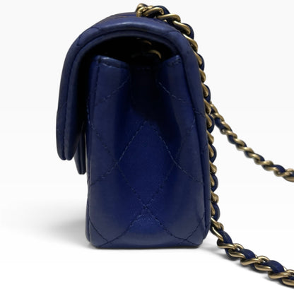 CHANEL Mini Classic Flap Blue Lambskin Gold Hardware product photograph 6 - VaultedVIP