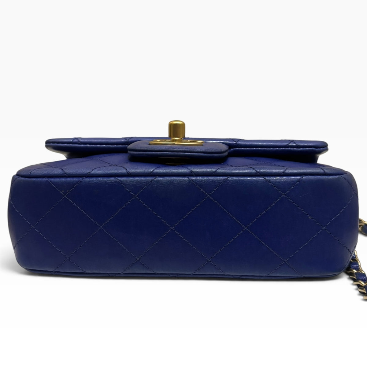 CHANEL Mini Classic Flap Blue Lambskin Gold Hardware product photograph 7 - VaultedVIP