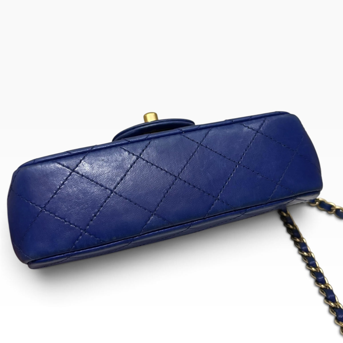 CHANEL Mini Classic Flap Blue Lambskin Gold Hardware product photograph 8 - VaultedVIP