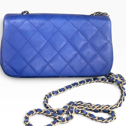 CHANEL Extra Mini Rectangular Flap Blue Lambskin Gold