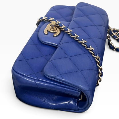 CHANEL Extra Mini Rectangular Flap Blue Lambskin Gold
