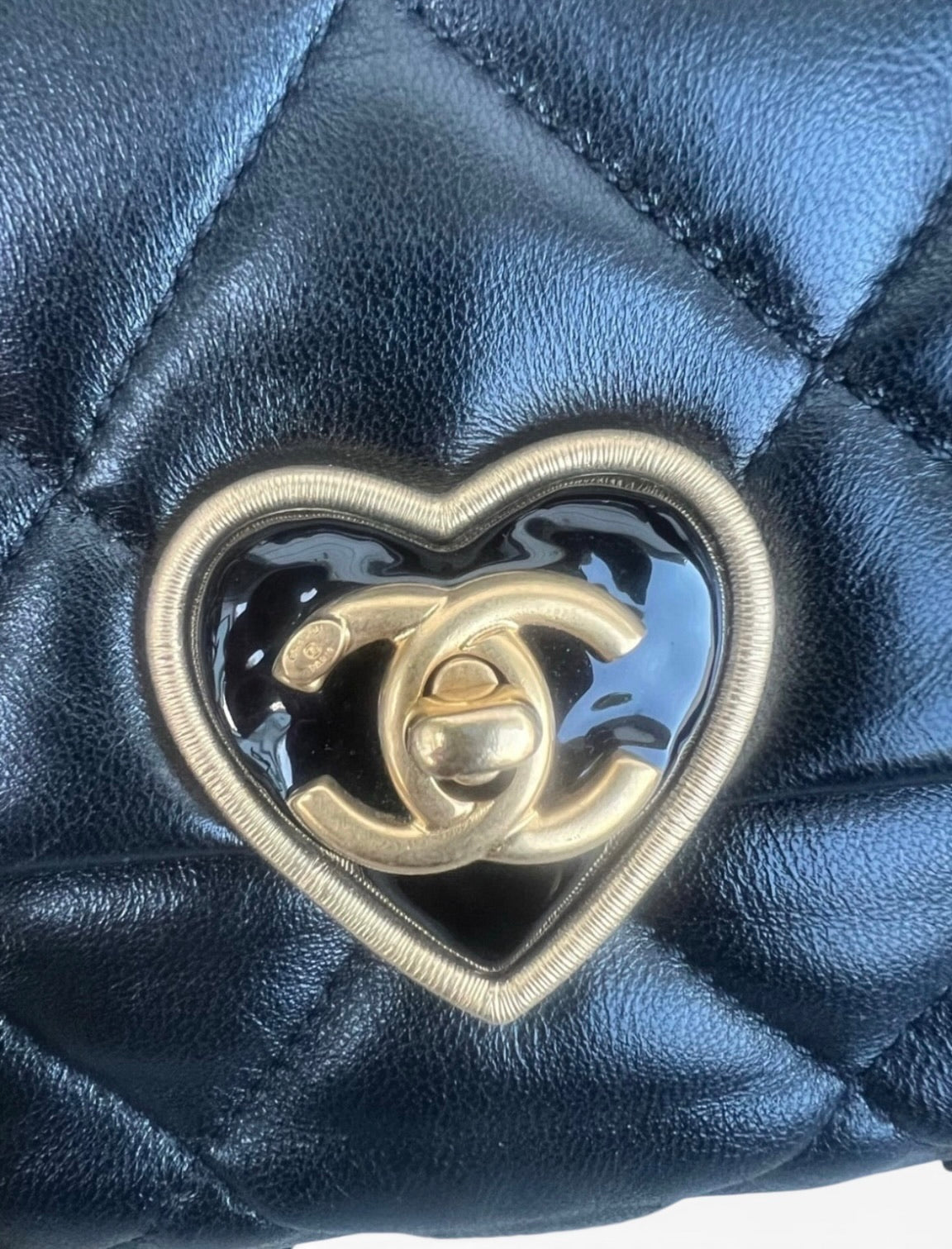 CHANEL Coco Love Heart CC Flap Black Lambskin Gold product photograph 3 - VaultedVIP