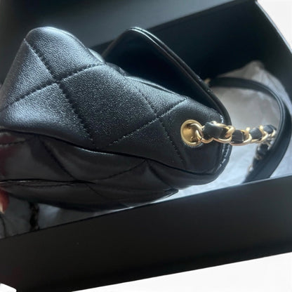 CHANEL Coco Love Heart CC Flap Black Lambskin Gold product photograph 6 - VaultedVIP