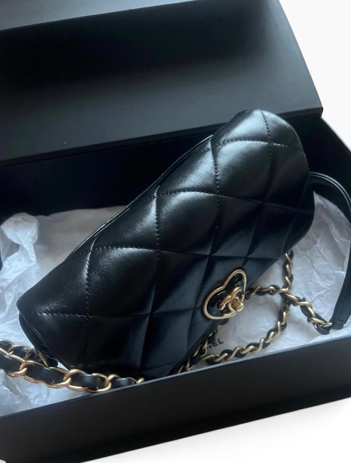 CHANEL Coco Love Heart CC Flap Black Lambskin Gold product photograph 5 - VaultedVIP