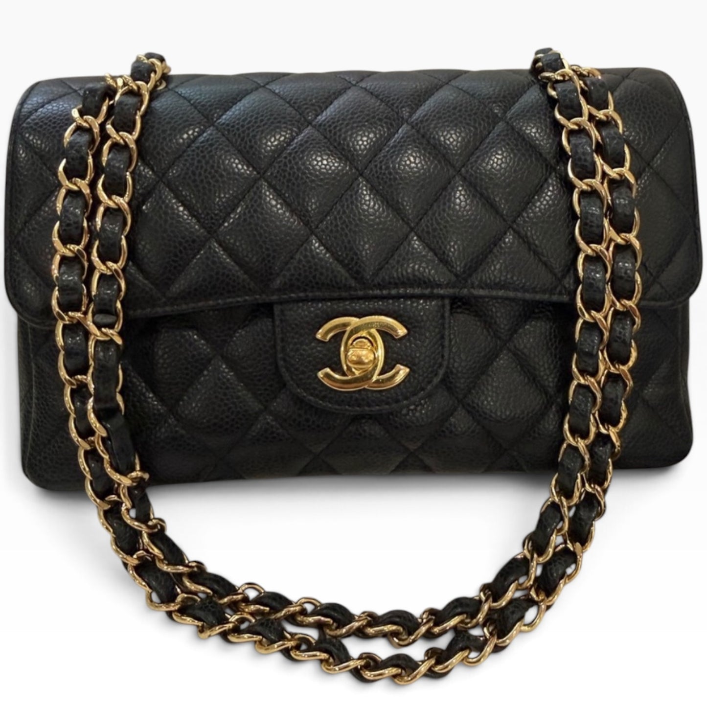 CHANEL Classic Double Flap Black Caviar Gold