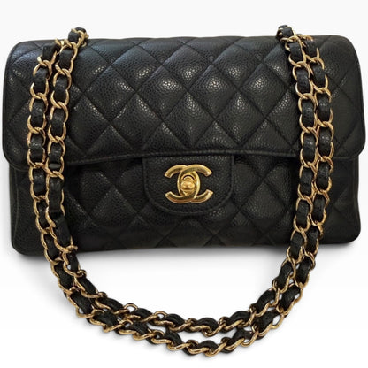 CHANEL Classic Double Flap Black Caviar Gold