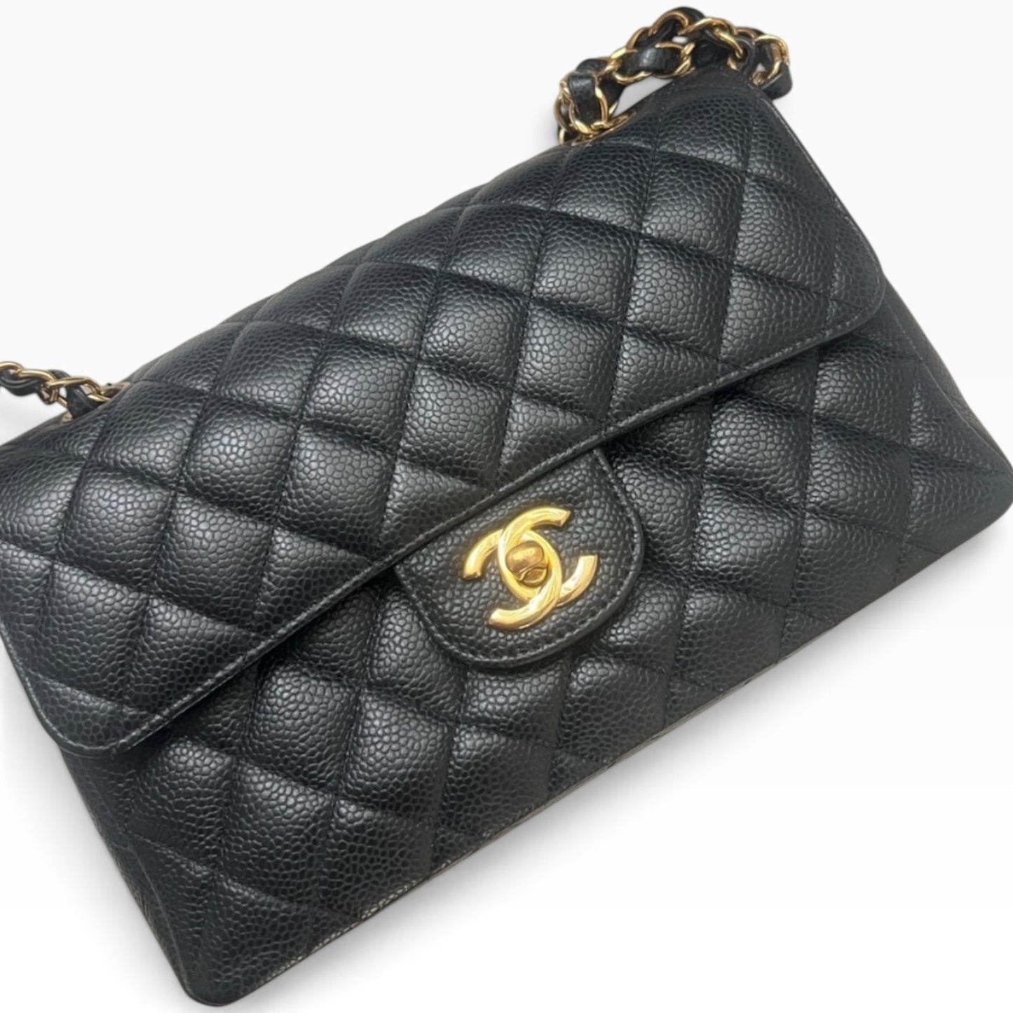 CHANEL Classic Double Flap Black Caviar Gold