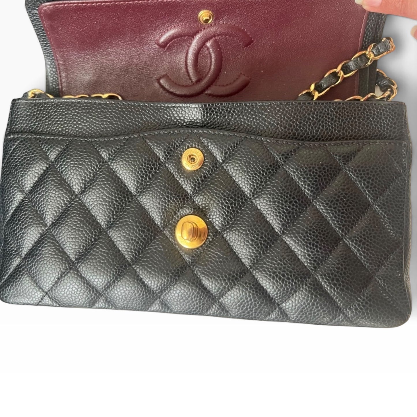 CHANEL Classic Double Flap Black Caviar Gold