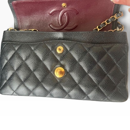 CHANEL Classic Double Flap Black Caviar Gold