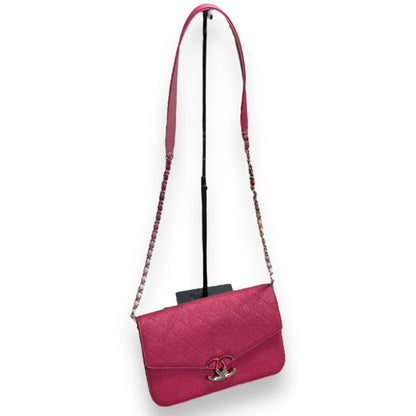 CHANEL Thread Around Flap Hot Pink Caviar 2018 product photograph 3 - VaultedVIP
