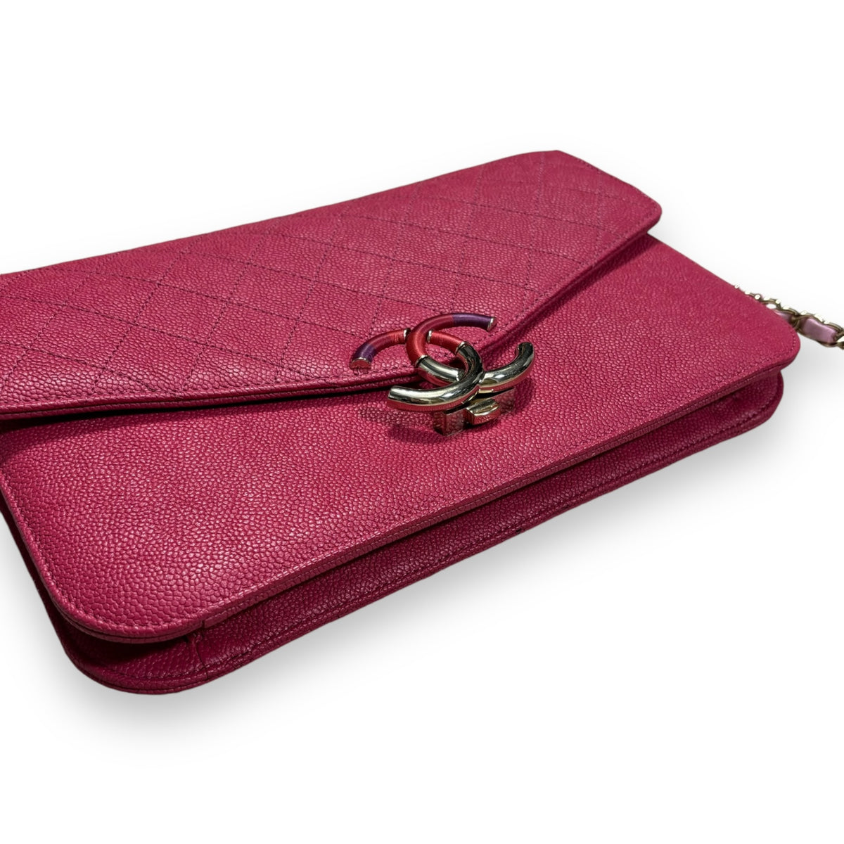 CHANEL Thread Around Flap Hot Pink Caviar 2018 product photograph 5 - VaultedVIP