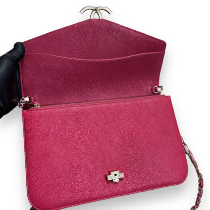 CHANEL Thread Around Flap Hot Pink Caviar 2018 product photograph 8 - VaultedVIP