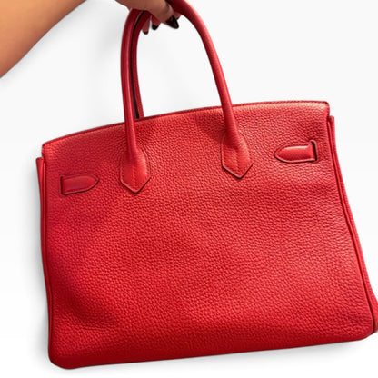 HERMES Birkin 30 Rouge Casaque Togo Gold product photograph 3 - VaultedVIP
