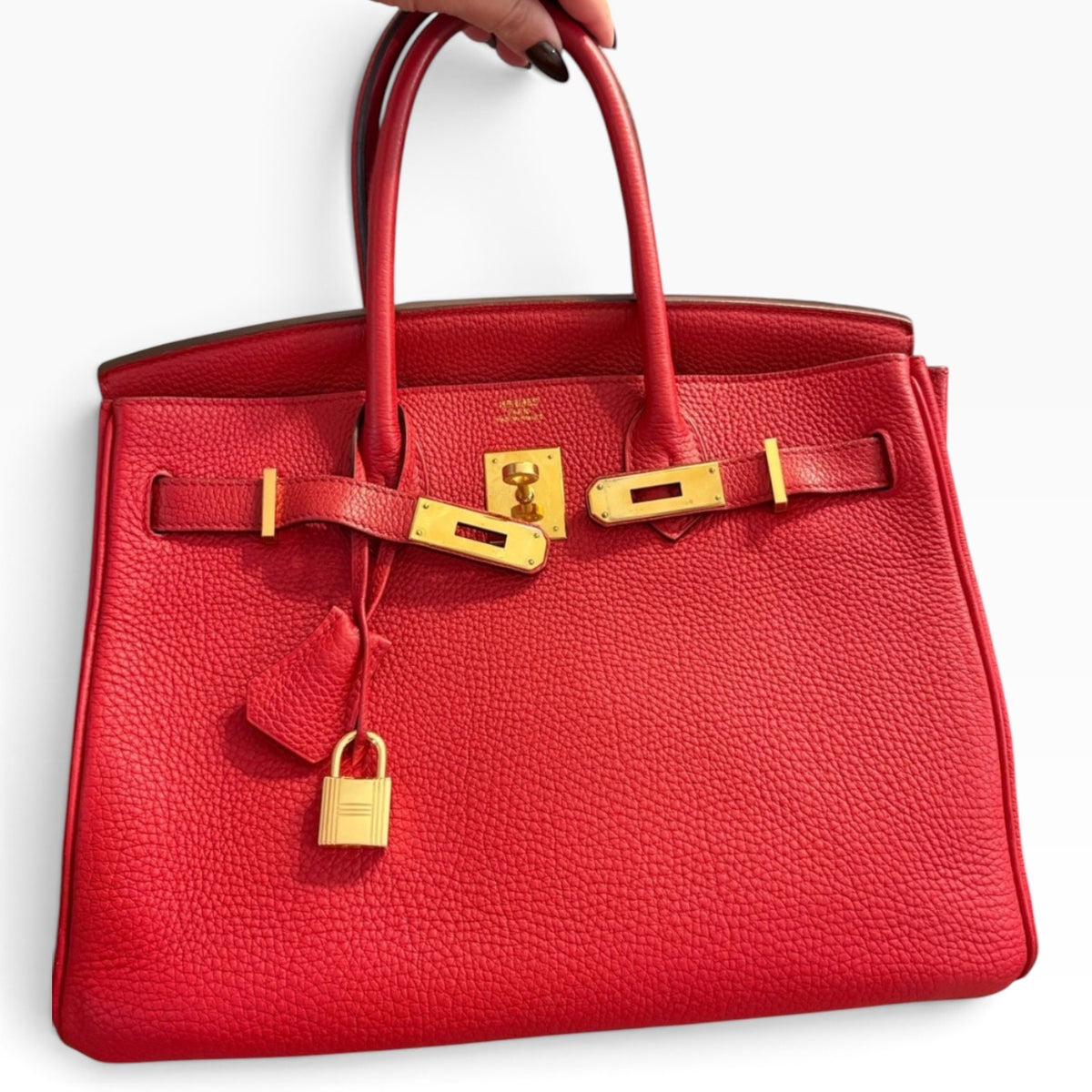 HERMES Birkin 30 Rouge Casaque Togo Gold product photograph 1 - VaultedVIP