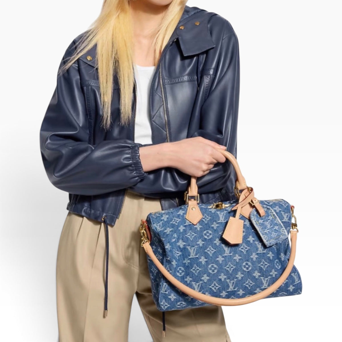 Louis Vuitton Speedy Soft 30 Blue Denim product photograph 3 - VaultedVIP