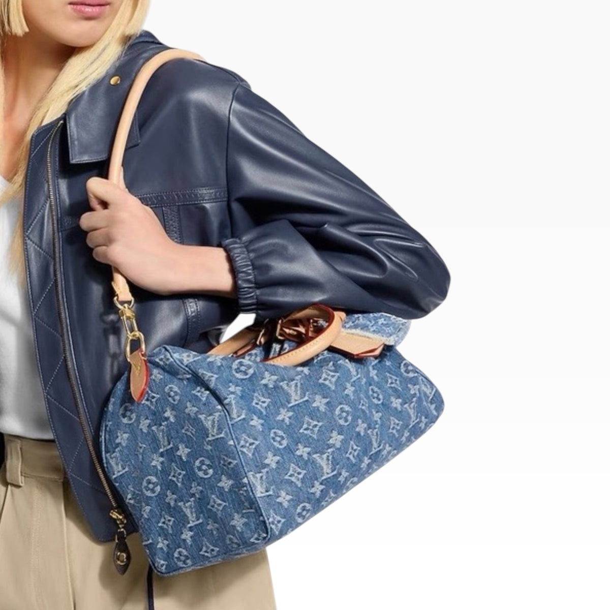 Louis Vuitton Speedy Soft 30 Blue Denim product photograph 4 - VaultedVIP